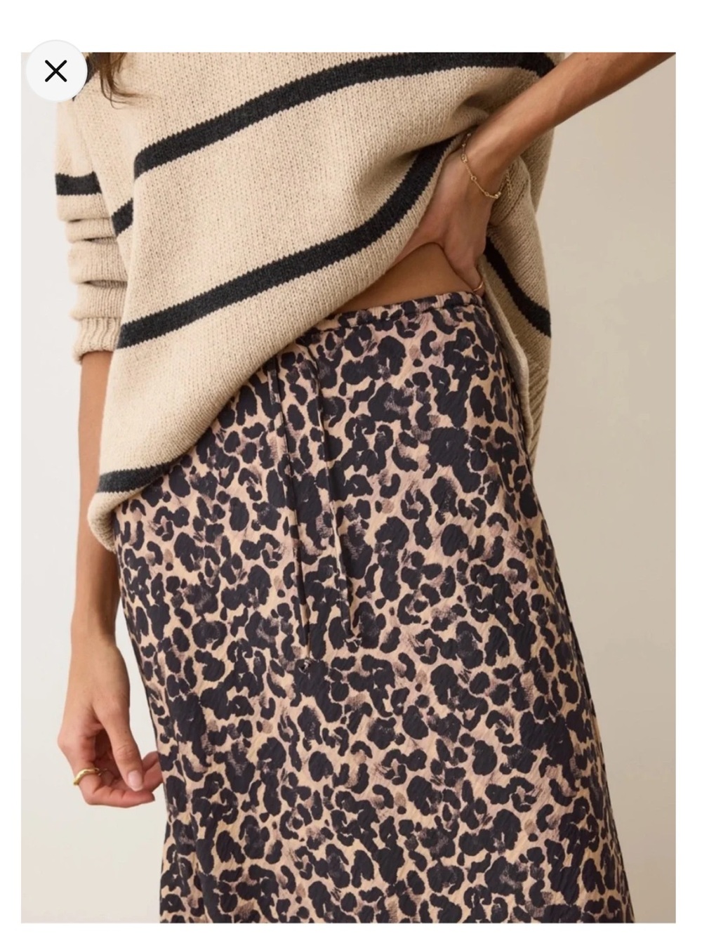 Marine Layer Leopard Print Midi Skirt - Taupe/Black